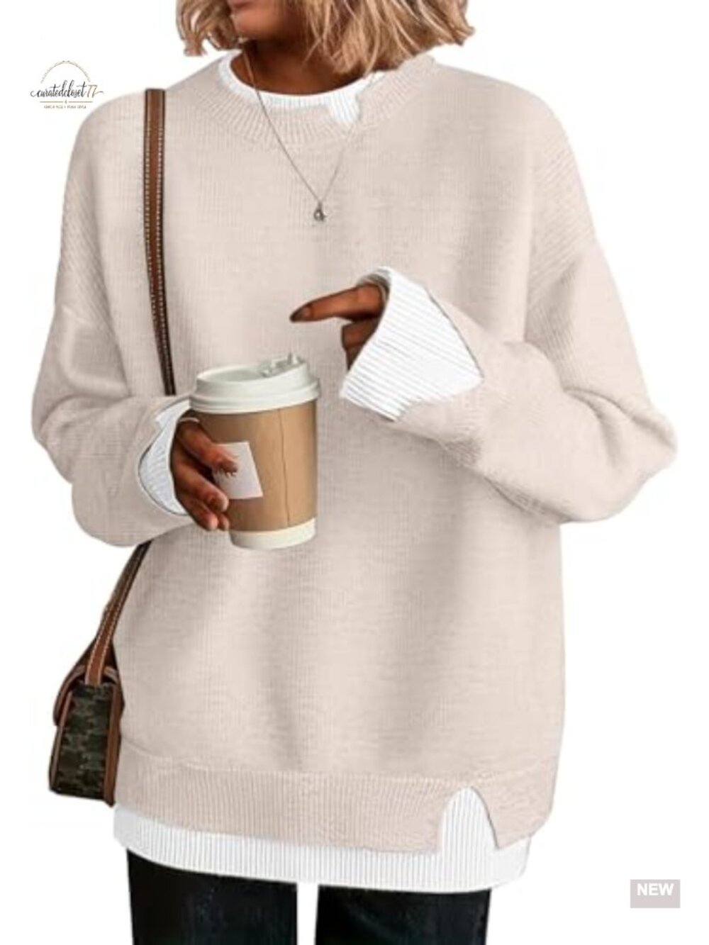 Womens Oversized Cut-Out Sweater Fall Winter Ribbed Knit Pullover
